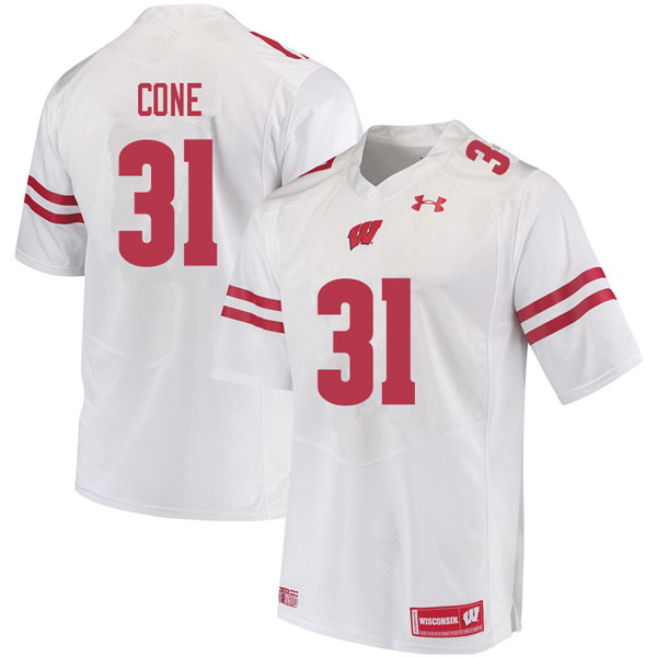 Men #31 Madison Cone Wisconsin Badgers College Football Jerseys Sale-White